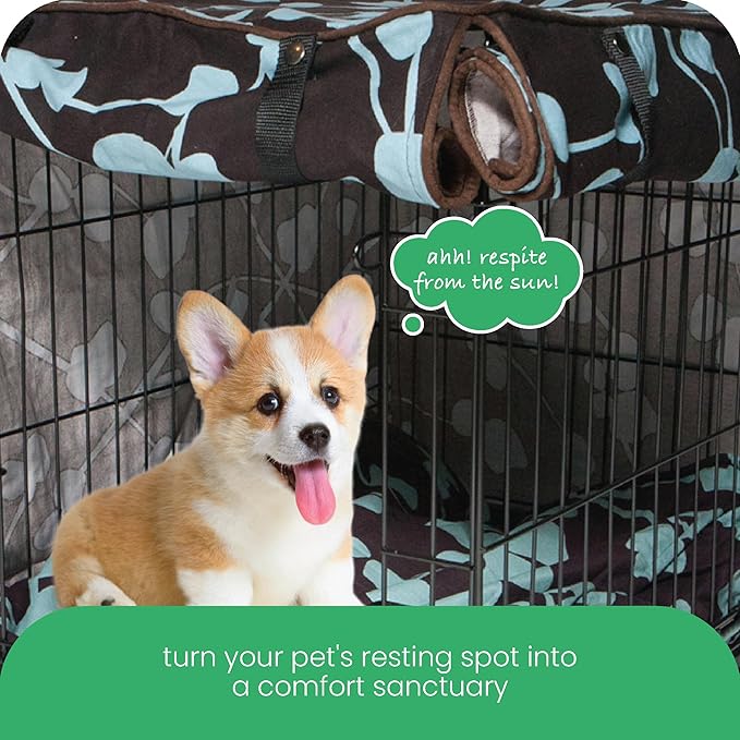 Molly Mutt Your Hand in Mine Dog Crate Cover, 100% Cotton Canvas Cover with 2 Roll-Up Panels, Ideal for Dog or Cat Crate, Durable, Washable, and Free of Harmful Chemicals, 36" x 24" x 27"
