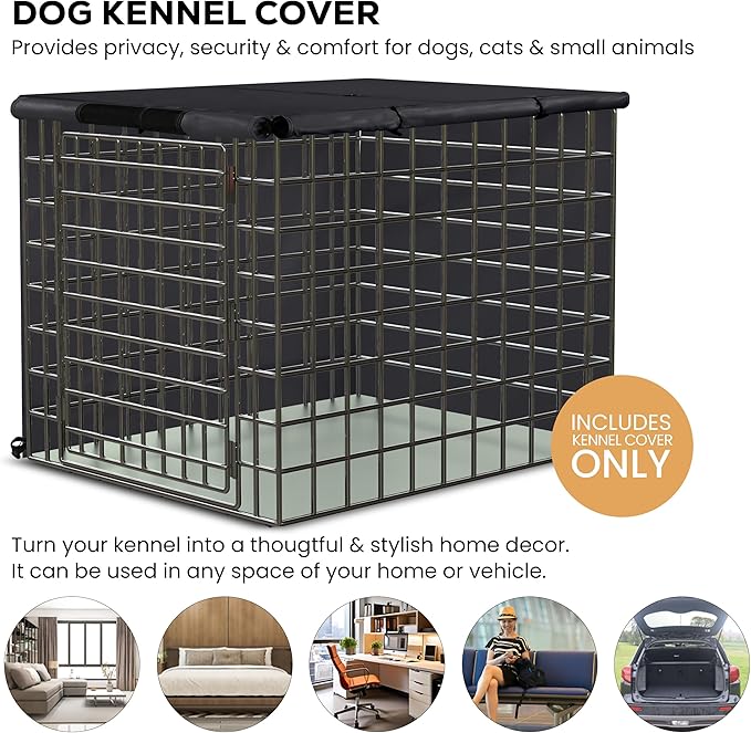 Utopia Home Dog Crate Cover, Waterproof Dog Kennel Cover 24 Inch - Black, 600D Heavy Duty Dog Cage Cover Universal Fit for Most Wire Pet Crates - 24 x 18 x 20 Inch (Cover Only)
