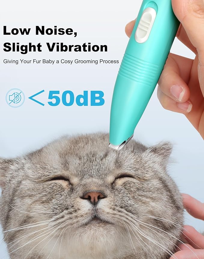 Dog Grooming Clippers, Dog Paw Trimmer with Detachable Ceramic Blade for Trimming Small Areas of Pet's Hair, Low Noise Paw Grooming Shaver for Cat's Eyes Face Ears Paws (Blue)