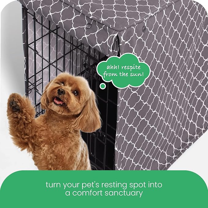 Molly Mutt Clark Gable Dog Crate Cover, 100% Cotton Canvas Cover with 2 Roll-Up Panels, Ideal for Dog or Cat Crate, Durable, Washable, and Free of Harmful Chemicals, 42" x 28" x 31"