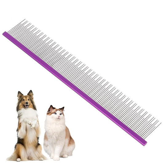 8.5 Inch Dual Tooth Pet Comb for Mats and Tangles，Poratable Grooming Dematting Comb for Indoor long-haired cats and dogs,Pet Family Supplies,Removing Tangles,Knots,Undercoat and Excess Hair