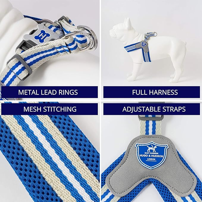 HUGO & HUDSON Easy Walk Dog Harness, Adjustable Quick Dry No-Pull Pet Harness, Royal Blue, Size 2