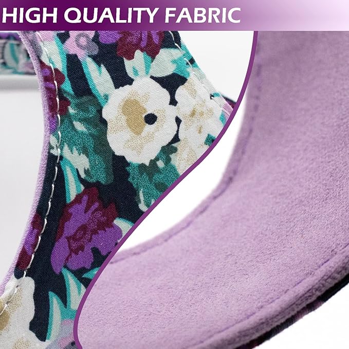 No Pull Small Dog Harness and Leash Set, Soft Adjustable Floral Puppy Dog Harness Vest for Extra Small-Medium Pet Dogs and Cat, Purple Flower, XXSmall