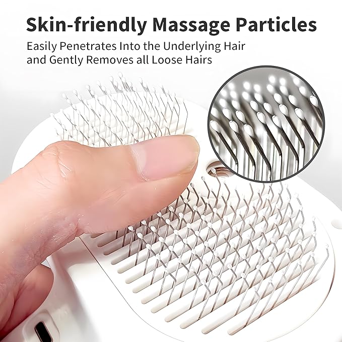 Cat Steam Brush For Shedding, Grooming Tool for Cats and Dogs with Steam Function, Massage, and Shedding Hair Removal - Ideal for Pets, Featuring Weighted Blanket Technology, Hair Brush (white comb)