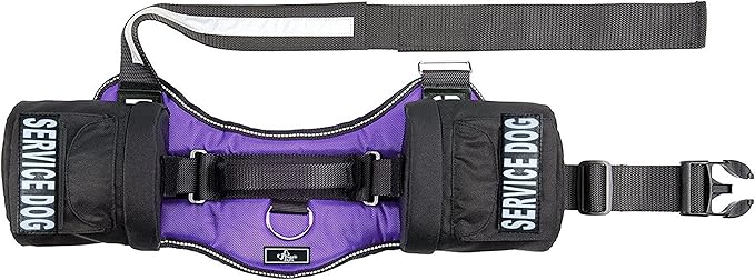 Service Dog Harness with Removable Saddle Bag Backpack Carrier Traveling Carrying Bag. 2 Removable Patches. Please Measure Dog Before Ordering. Made by Doggie Stylz