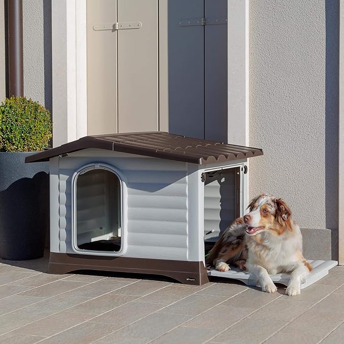 Ferplast Dog Kennel, Gray, 37.4 x 25.98 x 26.77", (87257099)