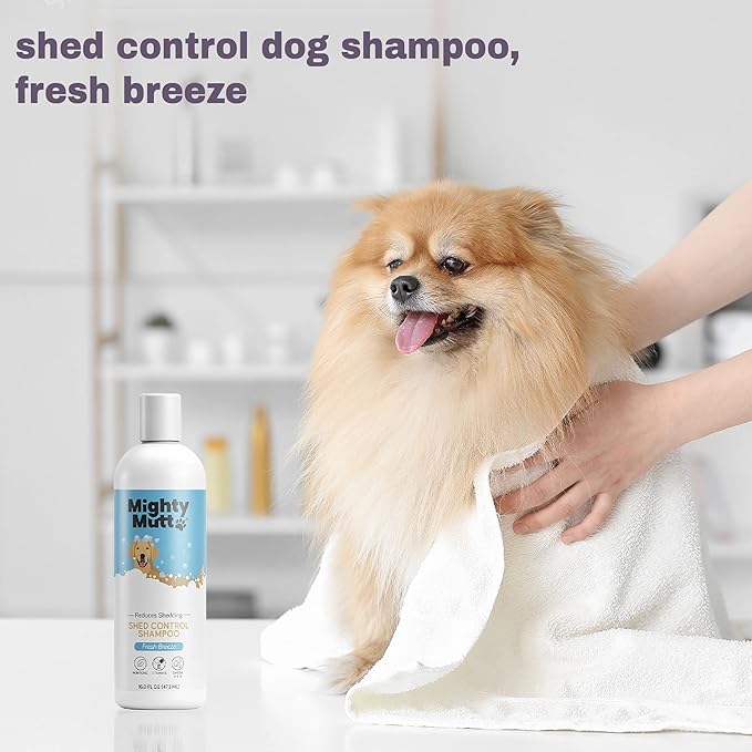 Mighty Mutt Shed Control Shampoo – Deshedding Dog Shampoo | Fresh Scent | Softens & Nourishes Coat | Reduces Shedding | Hypoallergenic, Anti-itch Dog Shampoo Shedding Control – Fresh Breeze | 16 fl oz
