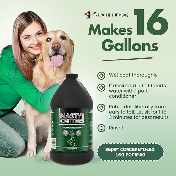 Nasty Critter! by Girl With The Dogs - Everyday Deep Cleaning Dog Conditioner, 1 Gallon, Made in USA 8 Wks+