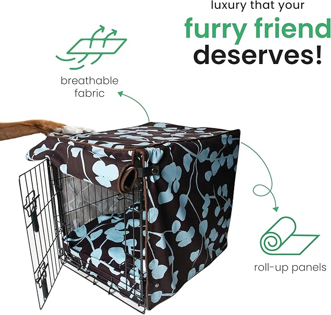 Molly Mutt Your Hand in Mine Dog Crate Cover, 100% Cotton Canvas Cover with 2 Roll-Up Panels, Ideal for Dog or Cat Crate, Durable, Washable, and Free of Harmful Chemicals, 36" x 24" x 27"