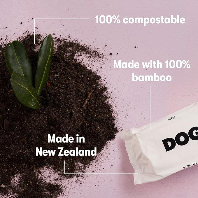 DOG by Dr. Lisa - Dog Wipes - Plant-Based, Natural Bathing Wipes for Dogs - Made from 100% Compostable Bamboo - Vet-Created - Vegan, Non-Toxic - 960 Count