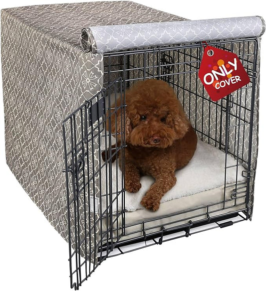 Explore Land Pattern Dog Crate Cover for 24 Inches Wire Cage, Heavy-Duty Polyester 1 2 3 Doors Standard Metal Pet Kennel Enclosure (Vintage Violet)