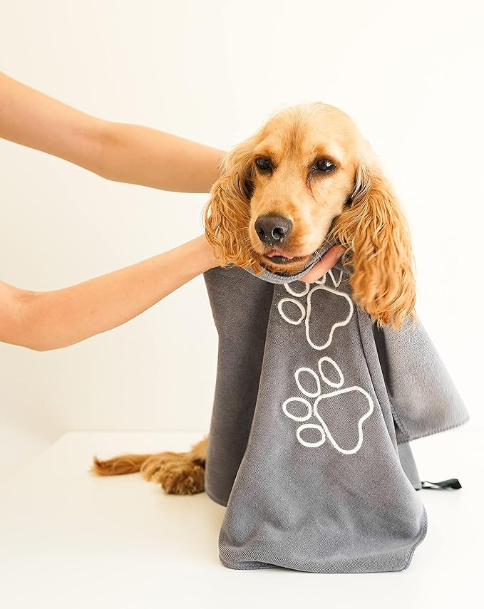 Unconditional Love | Premium Pet Drying Towel | Ultra Absorbent and Soft Microfiber Towel for Dogs and Cats (Grey)