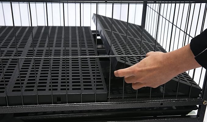 Homey Pet 43" Dog Whelping Box for Puppies, Heavy Duty Metal Whelping Box for Small Breed Dogs with Washable Plastic Floor, Removable Tray and Four Lockable Wheels