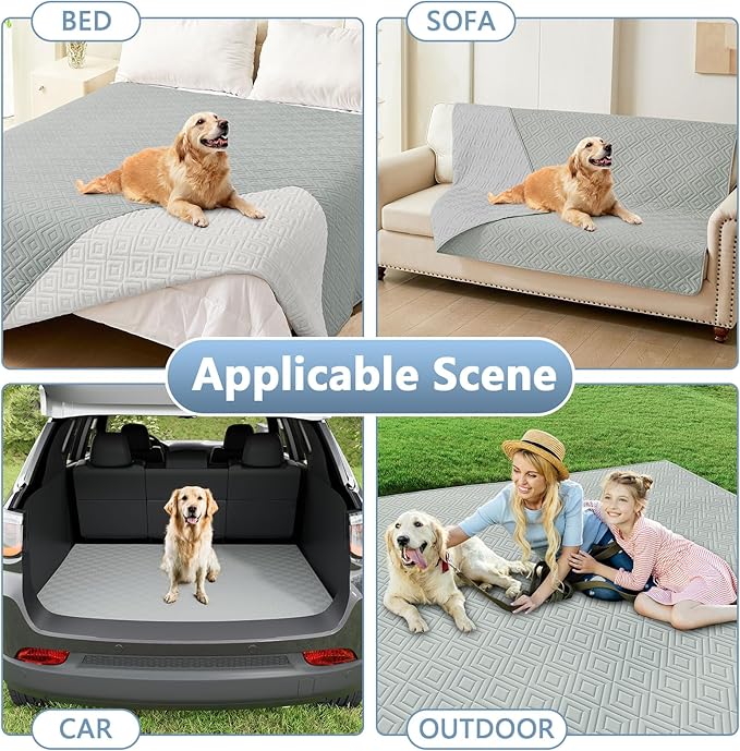 hyha Waterproof Dog Blanket, Soft Dog Bed Cover Pet Blankets, Waterproof Sofa Couch Cover for Dogs Washable, Reversible Pet Couch Covers for Sofa Furniture (82x82 Inch, Grey/Light Grey)