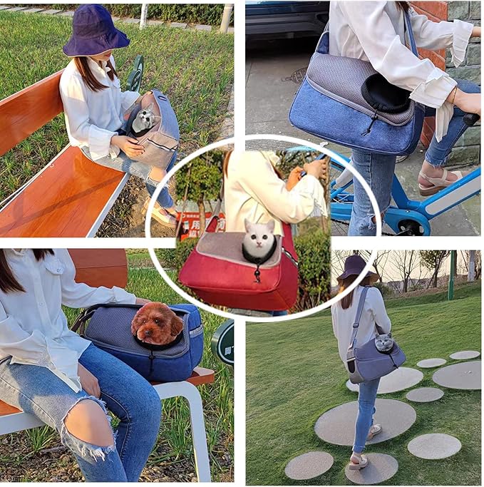 Dog Carriers for Small Dogs, Dog Sling Carrier for Medium Dogs, Puppy Cat Sling Carrier, Pet Carriers for Cat, Small Dog Carrier Purse Pets, Large Dog Front Carrying Sling Bags for Traveling (Brown)