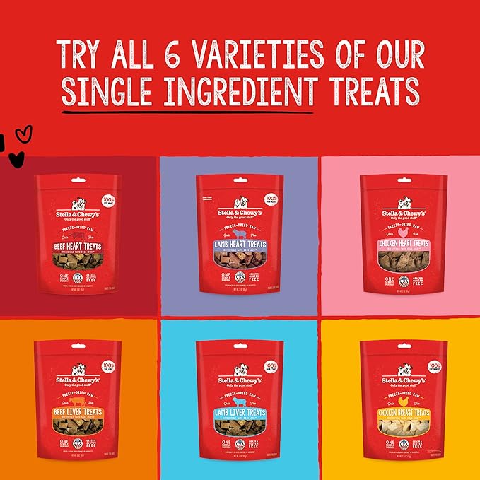 Stella & Chewy's Freeze-Dried Raw Single Ingredient Beef Liver Treats, 3 oz. Bag