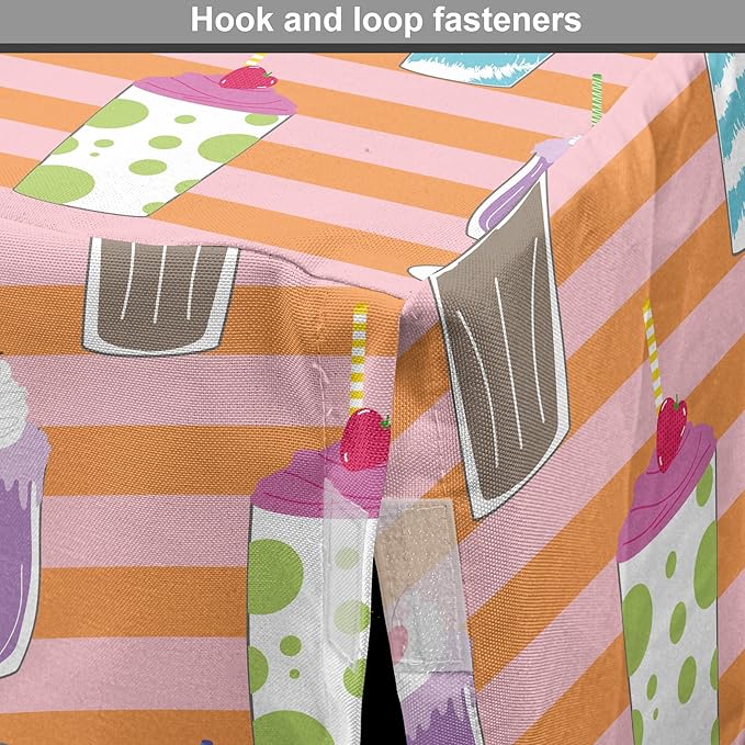Lunarable Drinks Dog Crate Cover, Colorful Ice Cream Milkshake Creamy on a Striped Background, Easy to Use Pet Kennel Cover for Cats & Medium Dogs, 30 Inch, Salmon Pale Pink