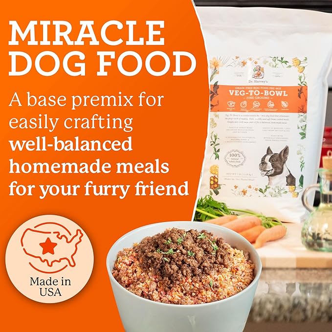 Dr. Harvey's Veg-to-Bowl Fine Ground Dog Food, Human Grade Dehydrated Base Mix for Dogs, Grain Free Holistic Mix for Small Dogs (3 Pounds)