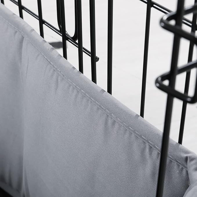 Hombys Dog Crate Bumper with Ties - Soft Crate Accessory -Kennel Cover - Training Pads for Front Door Crates, 24"x18", Gray