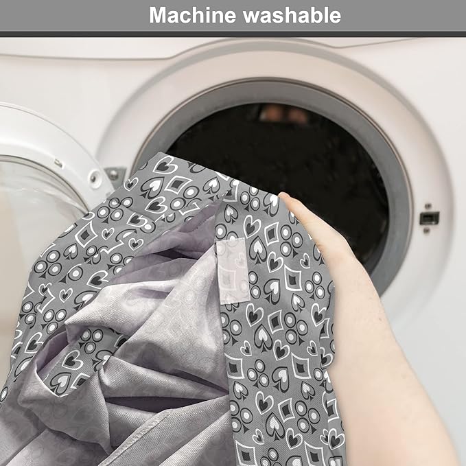 Lunarable Casino Dog Crate Cover, Playing Cards Abstract Style with Monochrome Display Gambling Theme, Easy to Use Pet Kennel Cover for Cats & Medium Dogs, 24 Inch, Black White Grey