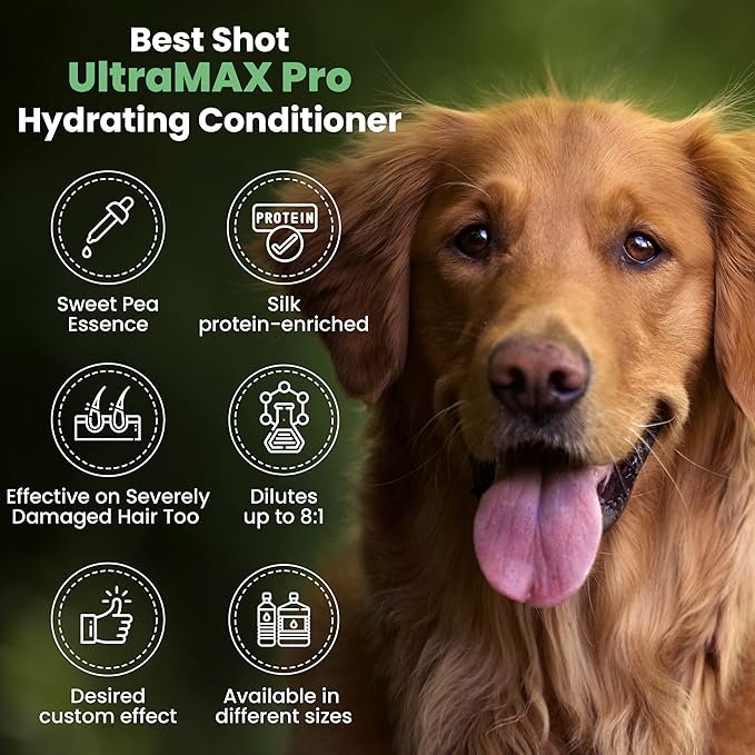 Best Shot UltraMAX Pro Conditioner, Detangling, and Hydrating Conditioner, Coat Release Technology, Sweet Pea Essence, 17 Oz.