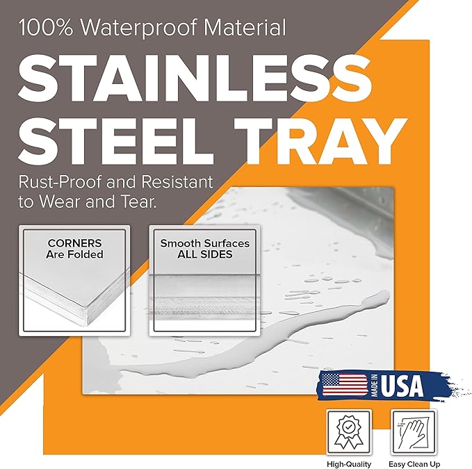 41.25" x 26.75" Metal Replacement Dog Crate Pan Chew Proof Crack Proof Pet Kennel Tray Central Dog Training Crate Pan Pet Supplies, Stainless Steel, 1" H