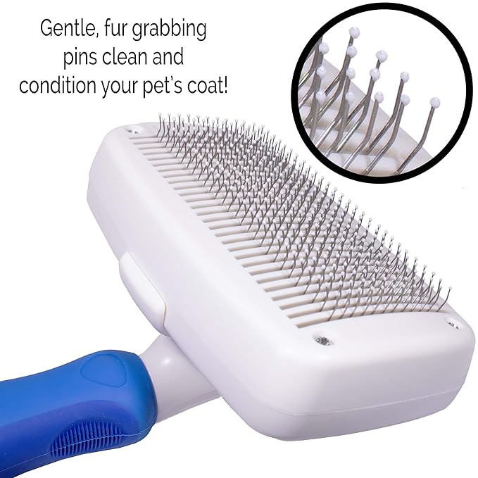 Self-Cleaning Slicker Brush for Dogs, Shedding Fur Comb, Dematting Comb & Nail Clipper Set for Dogs With Medium and Long Hair