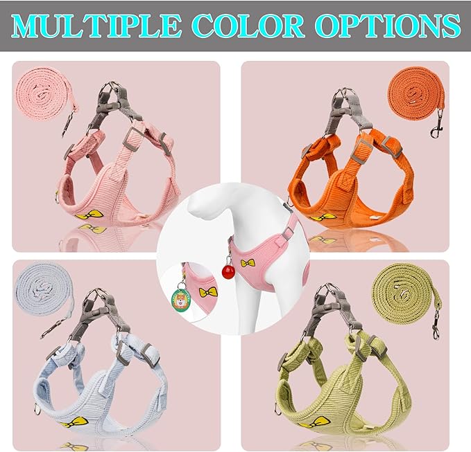 No Pull Dog Harness with Leash Pet Soft Vest Harness and Leash Set Dog Cat No Choke Escape Proof Harness Reflective Step in Harness for Small Medium Dogs Cats (Baby Blue, Large)