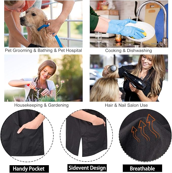 Noverlife Short Sleeves Pet Grooming Work Clothes with Full Zipper, XL Size, Splash Proof Anti-Static Pet Beautician Smock, Dog Cat Groomer Cosmetologist Uniforms for Pet Shop Men Women