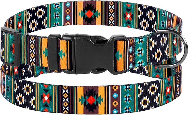 Southwest Dog Collar Tribal Pattern Adjustable Puppy Pet Collars for Small Medium Large Dogs Aztec Print (Tribal, Neck Fit 14"-18")