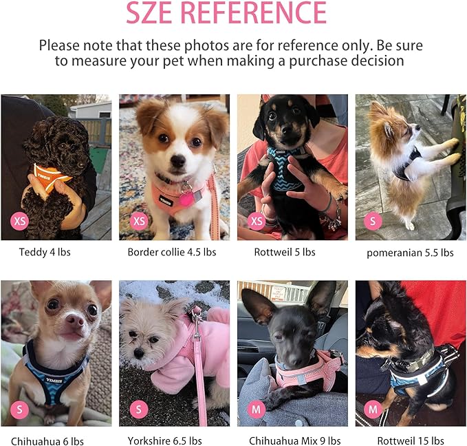 Dog Harness for Small Dogs, Small Dog Harness and Leash Set, Honeycomb Grid, Reflective Lightweight Harness & Anti-Twist Pet Lead,Dog Harness(Multi Color, Size: XS-S-M) (M, Rose red)