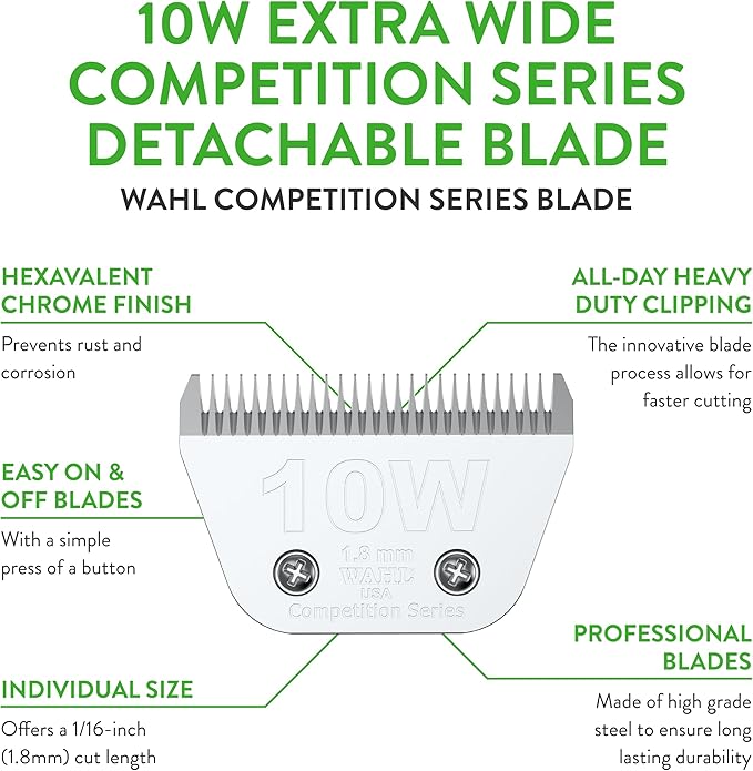 Wahl Professional Animal Competition Series Detachable Blade - 1/16-Inch Cut Length, 10W Extra Wide (2377-100)