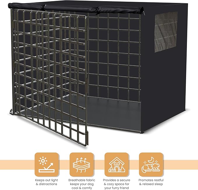 Utopia Home Dog Crate Cover, Waterproof Dog Kennel Cover 42 Inch - Black, 600D Heavy Duty Dog Cage Cover Universal Fit for Most Wire Pet Crates - 42 x 28 x 30 Inch (Cover Only)