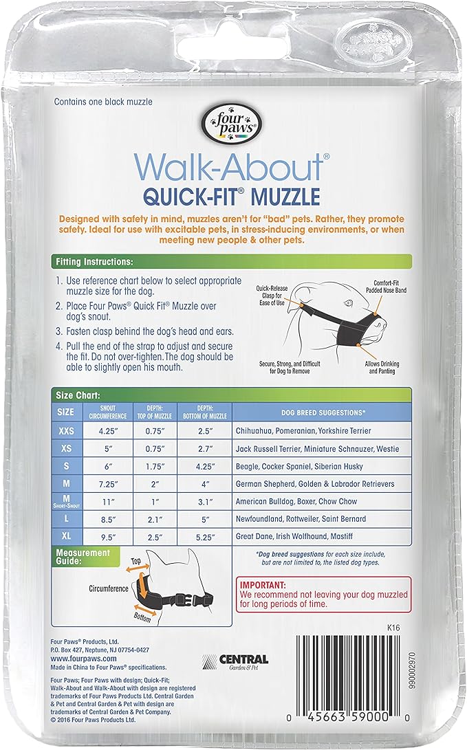 Four Paws Walk-About Quick-Fit Dog Muzzle 3 - Medium