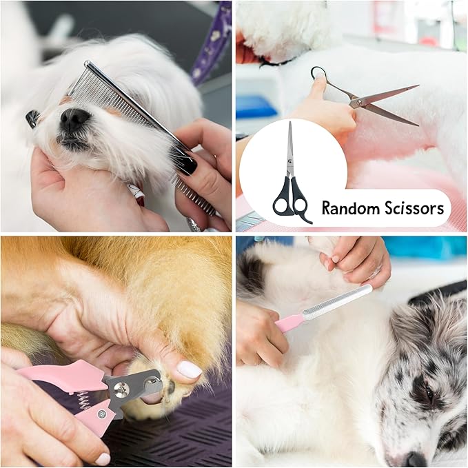 Dog Grooming Kit & Paw Trimmer-Low Noise Electric Quiet Clippers Set, Rechargeable Cordless Pet Hair Clippers for Thick Coats with Scissors & Trimmer -Professional Grooming Tools for Dogs, Cats, Pets