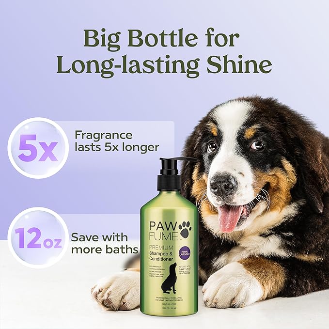PAWFUME Dog Shedding Shampoo and Conditioner, Royal Lavender, 2-Pack – Nourish & Detangle for Silky Soft Coat – Probiotic, Deep-Cleaning, pH-Balanced – Salon-Quality Shedding Shampoo for Dogs
