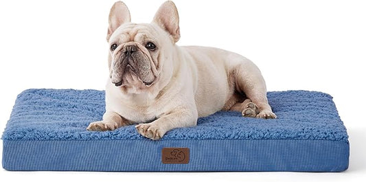 Bedsure Medium Dog Bed for Medium Dogs – Orthopedic Waterproof Dog Beds with Removable Washable Cover, Egg Crate Foam Pet Bed Mat, Blue Wave