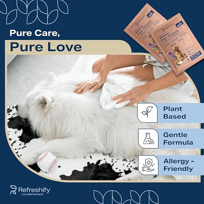 Pet Wipes for Dogs and Cats Plant Based – Lavendar Scented (Pack of 400) Dog Wipes for Paws and Butt - Deodorizing Non Toxic Dog Wipes, +12 Additional Travel Wipes