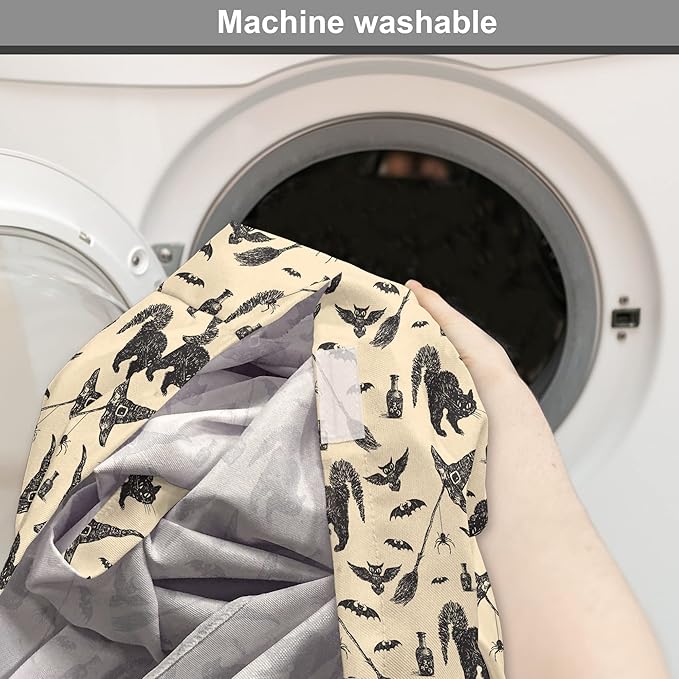 Lunarable Halloween Dog Crate Cover, Sketch Drawn Bat Cat Spider Witch Hat and Broom Pattern, Easy to Use Pet Kennel Cover for Medium Large Dogs, 36 Inch, Grey Beige Charcoal