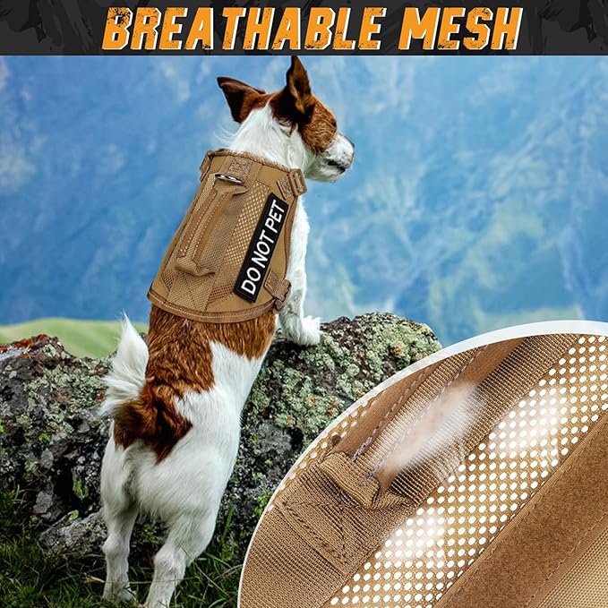 Tactical Dog Harness for Small Dogs, Breathable Mesh Dog Vest Tactical Puppy Harness with Handle, Reflective Military Dog Vests Harness for Outdoor Training Walking