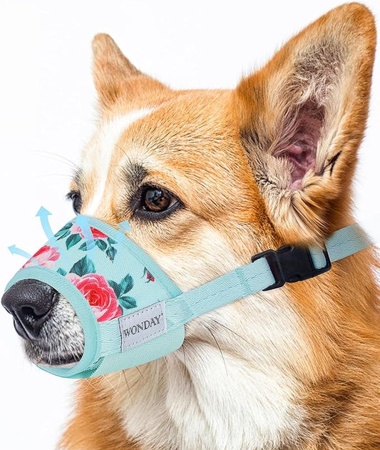 Dog Muzzle for Small Medium Large Dogs, Dog Muzzles for Biting Barking and Chewing Puppy Muzzle Nylon Soft Mesh Breathable Adjustable Loop Muzzle Anti-Dropping (Blue, XL)