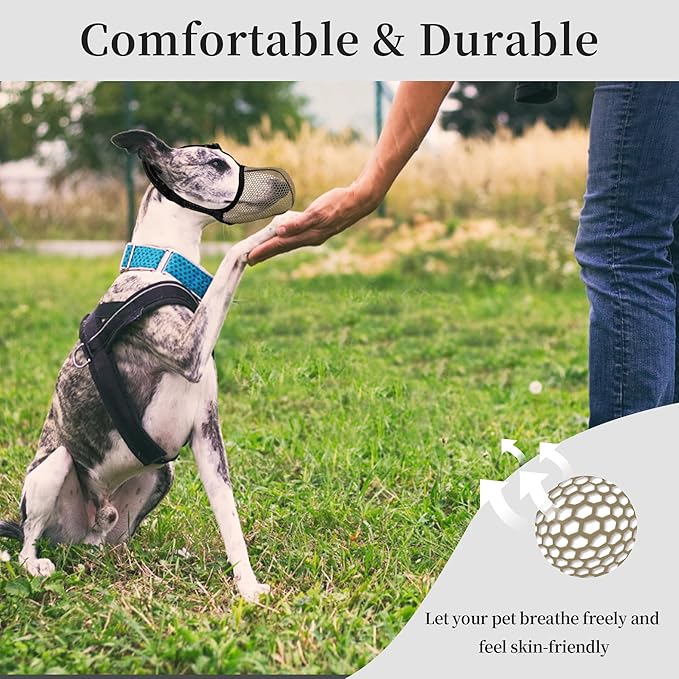 Dog Muzzle, Breathable Soft Muzzle for Extra Large Dogs to Anti & Prevent Barking Biting Chewing, Reflective & Adjustable Basket Muzzle with Air Mesh for German Shepherd Brown XXL