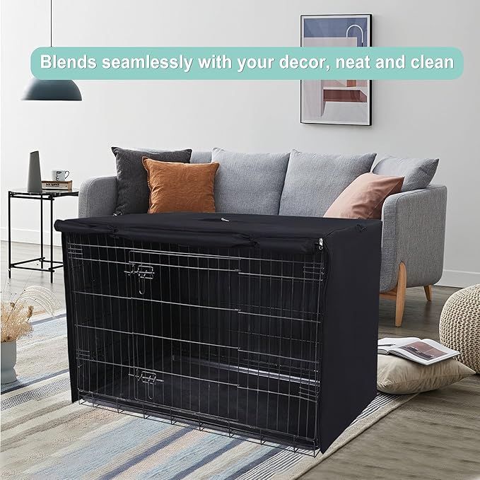 HiCaptain Dog Crate Cover - Polyester Heavy Duty Windproof Pet Kennel Cover for Wire Crate Indoor Outdoor Protection 30in S (Grey)