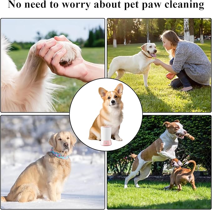 Mesen Automatic Pet Paw Cleaner, Portable Dog Foot Cleaning Machine USB Rechargeable, Dog Paw Washer Cup with Soft Silicone Brush, Automatic Foot Cleaning Machine for Small to Medium Dogs