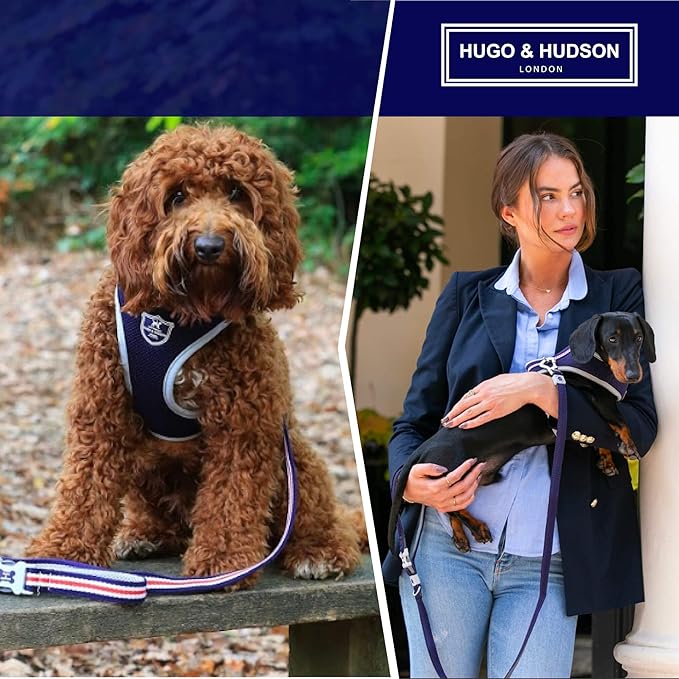 HUGO & HUDSON Dog Harness No-Pull Pet Harness Adjustable Quick Dry Mesh Padded Vest, Navy, XS