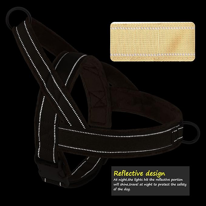 PET ARTIST Soft Flannel Padded No Pull Dog Tactical Harness for Medium Large Dog,Quick Fit Reflective Strip Escape Proof Dog Vest Harness