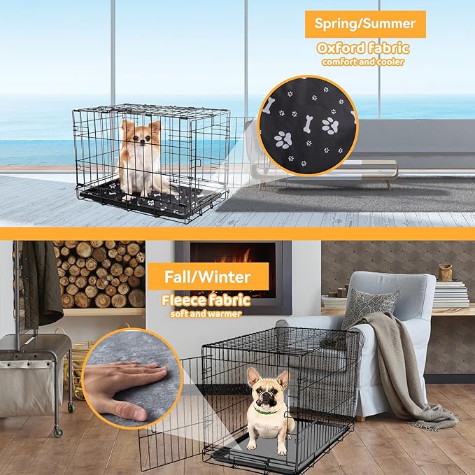 Klmnop Washable Dog Crate Pan Cover, Reversible Cool Side & Warm Side Dog Bed Liner for 36 Inch Pet Cage, Pan Cover Only(Grey)
