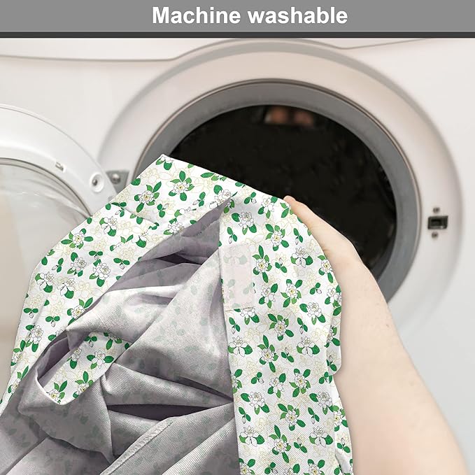 Lunarable Jasmine Dog Crate Cover, Gardenia Simplistic Romantic Flowers Continuous Pattern, Easy to Use Pet Kennel Cover for Small Dogs Puppies Kittens, 22 Inch, Fern Green Pastel Yellow