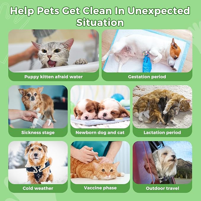 Vannon Extra Thick Pet Bathing Wipes for Dogs & Cats, Cleaning & Odor-Controlling Grooming Gloves, Nourish Fur Glove Wipes for Daily Care and Traveling, Rinse Free, Coconut Scent, 6 PCS