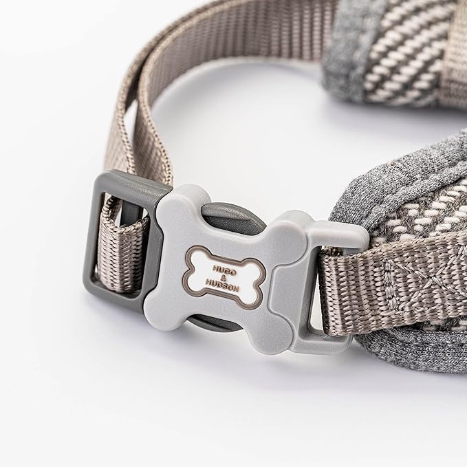 HUGO & HUDSON Dog Harness, No-Pull Anti Choke Tweed Harness Vest, Grey Herringbone, M